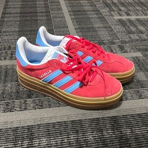 Adidas Gazelle Bold Red and Blue Sneakers